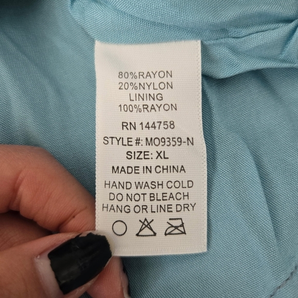 Ott Blue Front Tie Ruffle Sleeve Maternity Midi Dress. Size XL. New without tags - Picture 9 of 10